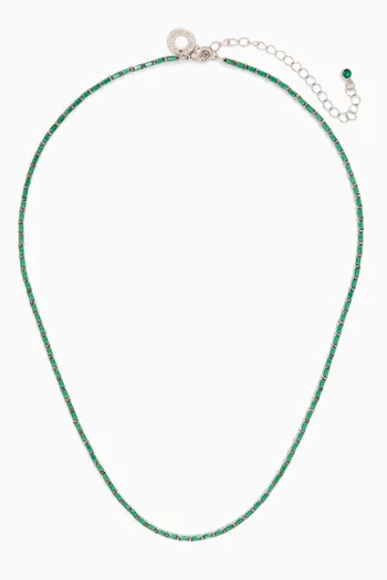 Baguette Tennis Necklace in Rhodium-plated Brass