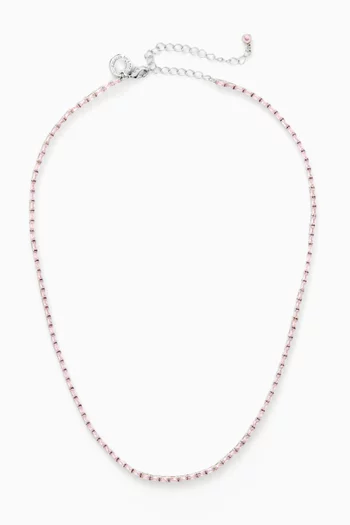 Baguette Tennis Necklace in Rhodium-plated Brass