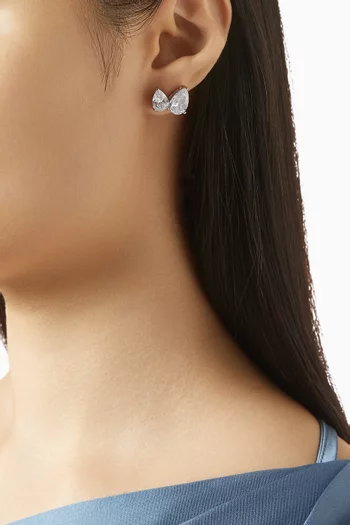 أقراط مرصعة بحجري زركونيا على شكل كمثرى نحاس مطلي روديوم