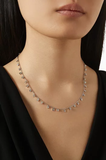 Mini Bezel Multi-shape Necklace in Rhodium-plated Metal