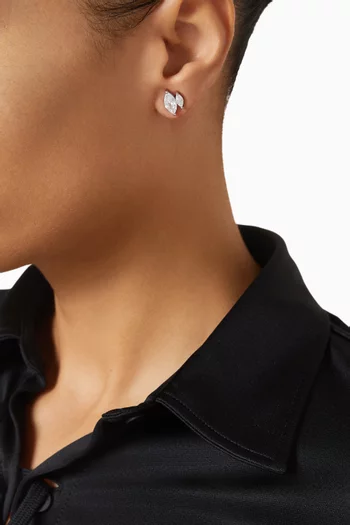 أقراط ميني مرصعة بحجري زركونيا ماركيز نحاس مطلي روديوم