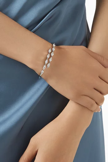 سوار بتصميم ملفوف بمفصلة مرصع بأحجار ماركيز نحاس مطلي روديوم