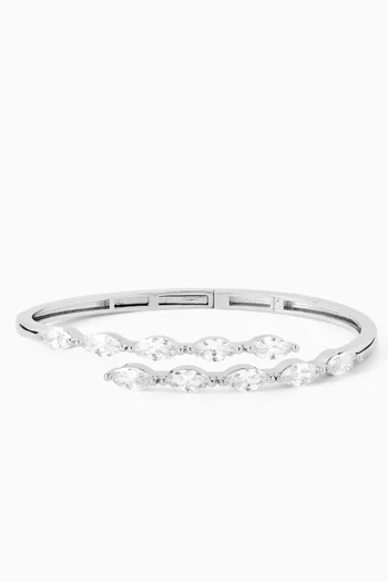 سوار بتصميم ملفوف بمفصلة مرصع بأحجار ماركيز نحاس مطلي روديوم