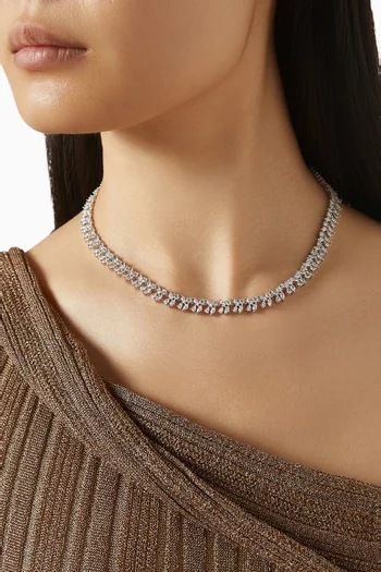 Marquis Pear Collar Necklace in Rhodium-plated Brass