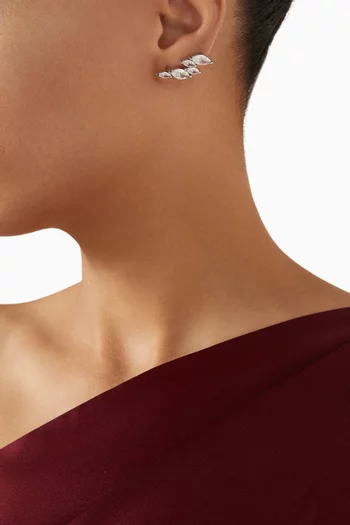 أقراط لأعلى الأذن متوسطة مرصعة بأحجار زركونيا ماركيز نحاس مطلي روديوم