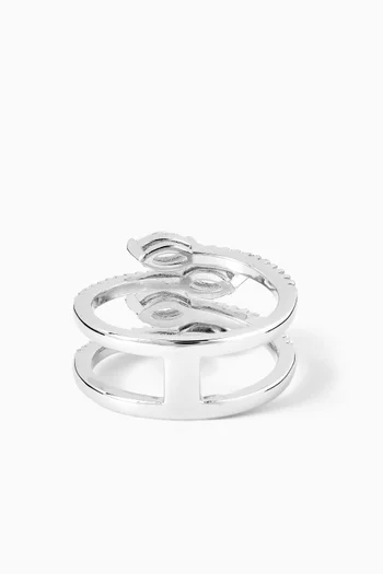 خاتم بتصميم مخلب مرصع بأحجار بافيه وماركيز نحاس مطلي روديوم