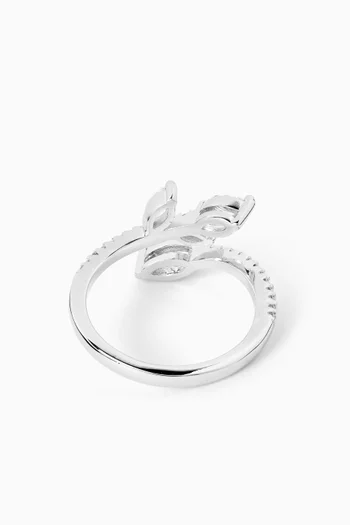 خاتم مفتوح مرصع بأحجار بافيه وماركيز نحاس مطلي روديوم