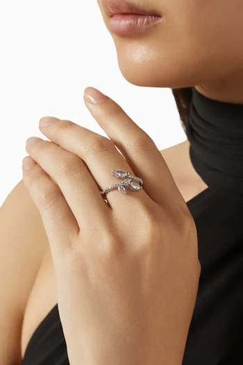 خاتم مفتوح مرصع بأحجار بافيه وماركيز نحاس مطلي روديوم