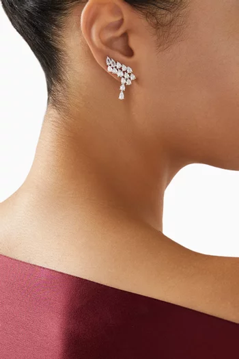 أقراط متدلية بتصميم جناح مرصعة بأحجار زركونيا نحاس مطلي روديوم