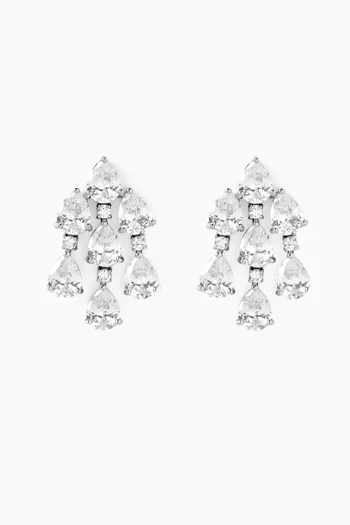 أقراط بتصميم شرّابات مرصعة بأحجار زركونيا بشكل كمثرى نحاس مطلي روديوم