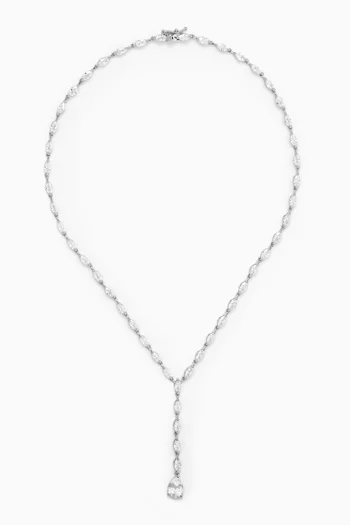 CZ Marquis Pear-drop Necklace in Rhodium-plated Brass