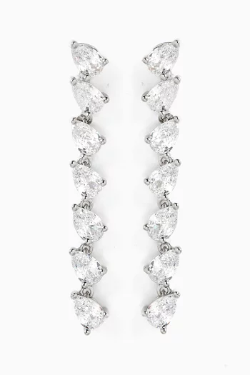 أقراط متدلية مرصعة بأحجار زركونيا على شكل كمثرى نحاس مطلي روديوم