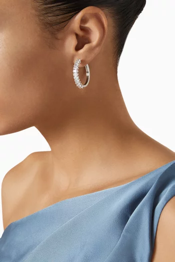 أقراط دائرية كلاسيكية نحاس مطلي روديوم