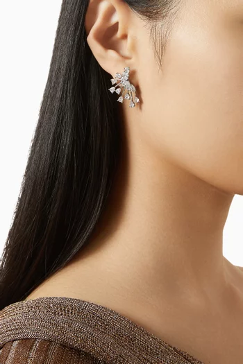 أقراط بيرست بتصميم مروحة مرصعة بأحجار بتصميم كمثرى نحاس مطلي روديوم