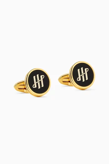 Materica Cufflinks in Obsidian & Gold-Plated Metal