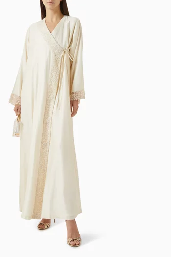 Tie-up Feather Abaya in Cotton