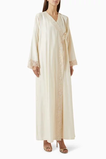 Tie-up Feather Abaya in Cotton