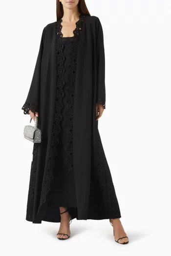 Cord Lace Abaya in Polycrepe