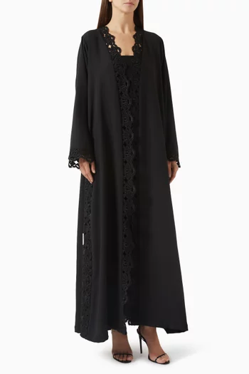 Cord Lace Abaya in Polycrepe