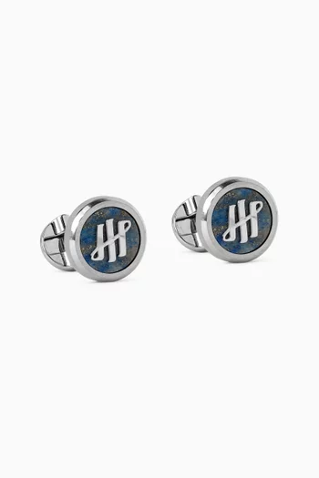 Materica Cufflinks in Lapis Lazuli & Palladium-Plated Metal