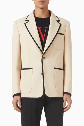 جاكيت بصف أزرار صوف غابردين