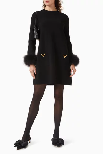 Feather-trim Sweater in Viscose-knit