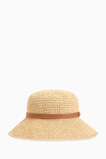 VLogo Signature Bucket Hat in Straw