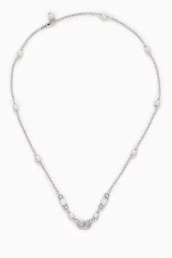 Ovalette Pearl & Swarovski® Necklace in Silver-tone Metal