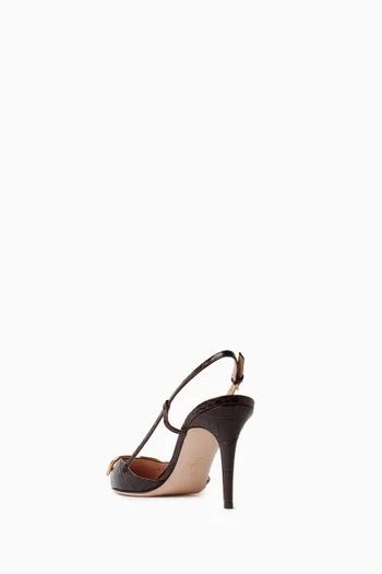 Vlogo Signature 80 Slingback Pumps in Croc-embossed Calfskin
