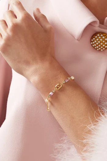 Ovalette VLOGO Swarovski® Pearl & Crystal Bracelet in Gold-tone Metal