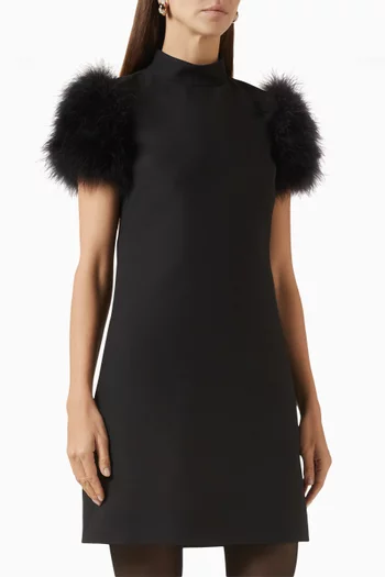 Feather-trim Mini Skirt in Crepe Couture