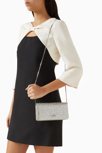 VLogo Signature Shoulder Bag in Swarovski® Crystal-embellished Moiré