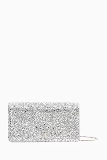 VLogo Signature Shoulder Bag in Swarovski® Crystal-embellished Moiré