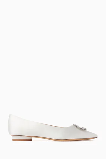 Aziza Crystal Ballerina Flats in Satin