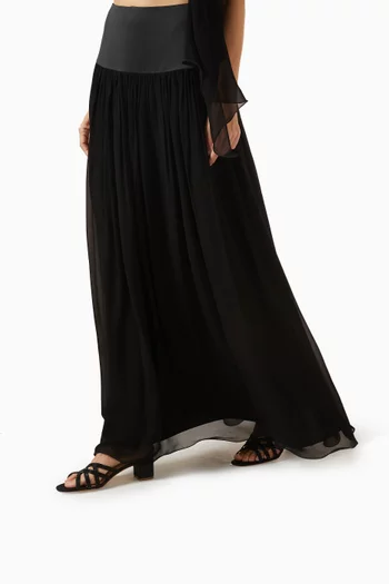 حذاء سمارا مفتوح من الخلف ومرصع بالكريستال بكعب 50 مم ستان