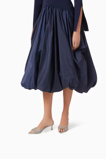 حذاء أنيسة مفتوح من الخلف مزين بالكريستال وكعب 55 مم قماش شبكي