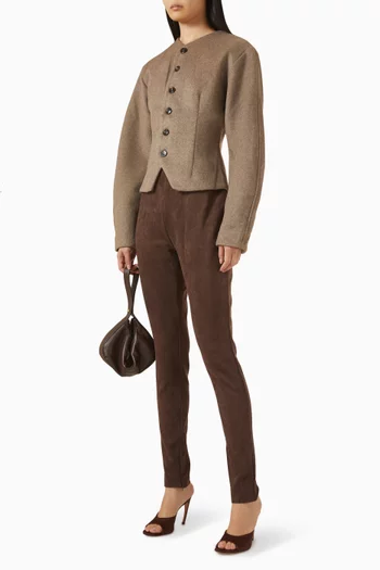 جاكيت أية بخصر مزموم مزيج صوف