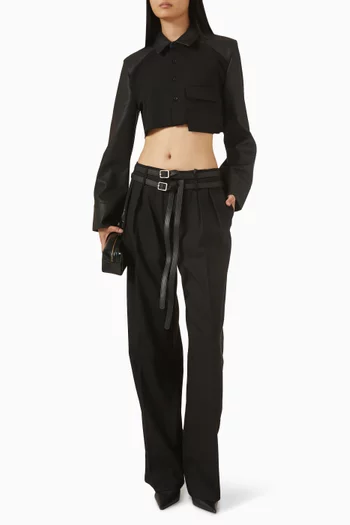 Bernadette Crop Shirt in Vegan Lether