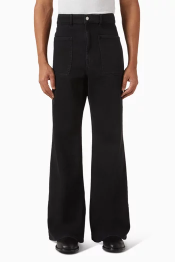 بنطال جينز بجيبين وقصة فضفاضة دينم