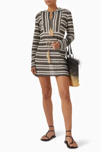 Monogram Hooded Tunic in Crochet