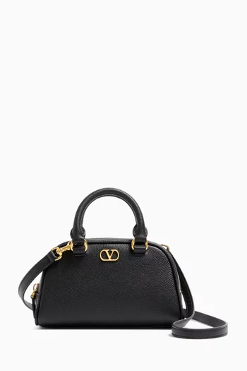 Mini Signature Bowling Bag in Grainy Calfskin Leather