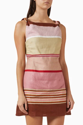 فستان فلور قصير كتان