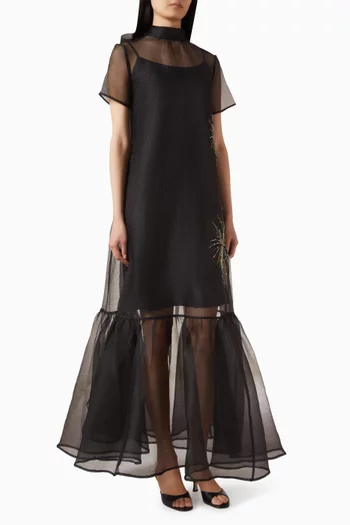 فستان سهرة كالونا مزين بتطريزات أورجانزا