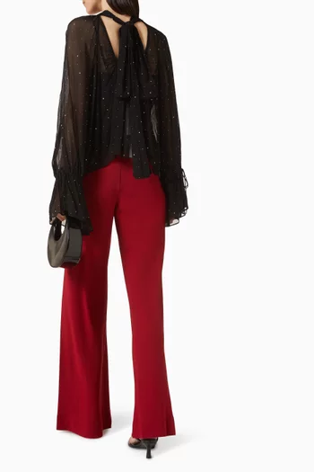 بلوزة روكس مزينة بتطريزات شيفون