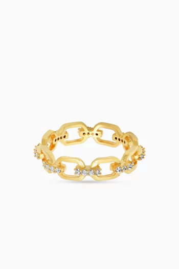 Golden Link Ring in Gold-plated Brass