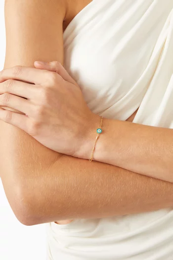 سوار سلسلة بحلية عين الحسود فضة إسترلينية مطلية ذهب