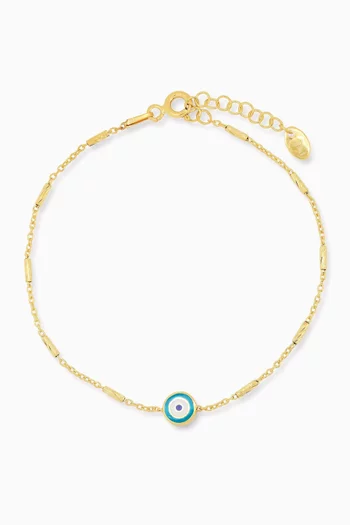 سوار سلسلة بحلية عين الحسود فضة إسترلينية مطلية ذهب