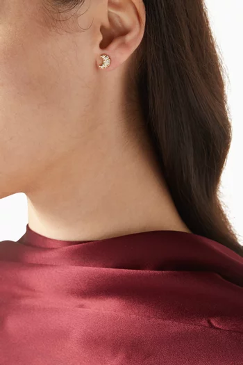 Moon Stud Earrings in Gold-plated Brass