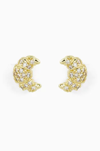 Moon Stud Earrings in Gold-plated Brass