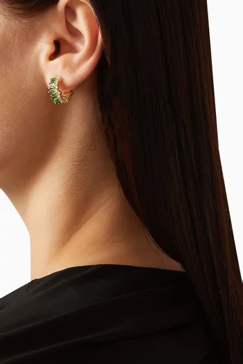 أقراط دائرية بأحجار كريستال فضة إسترلينية مطلية ذهب